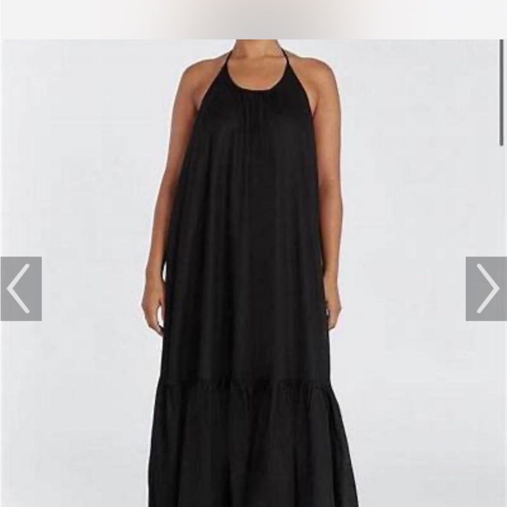 DIISH Black Linen Halter Maxi Dress NWT